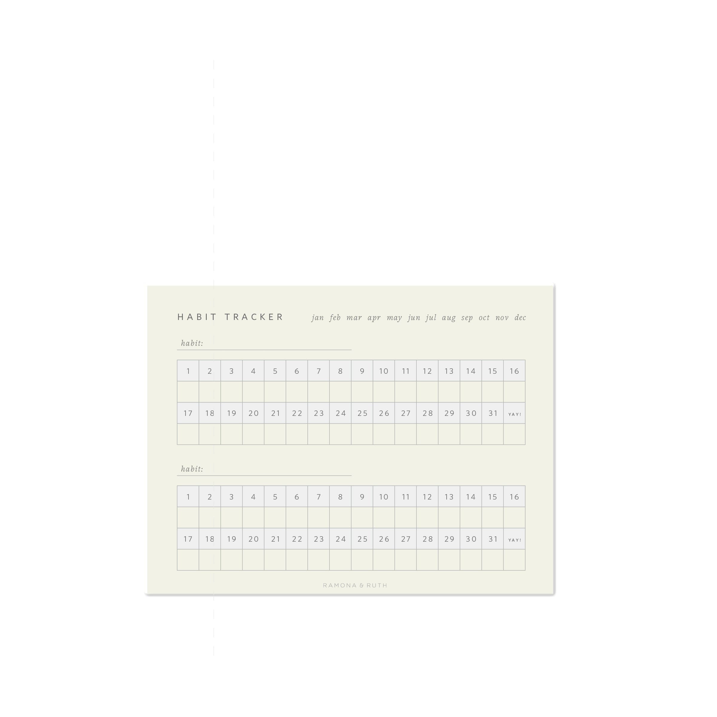 Sample Sale - Monthly Habit Tracker Notepad - Ramona & Ruth 