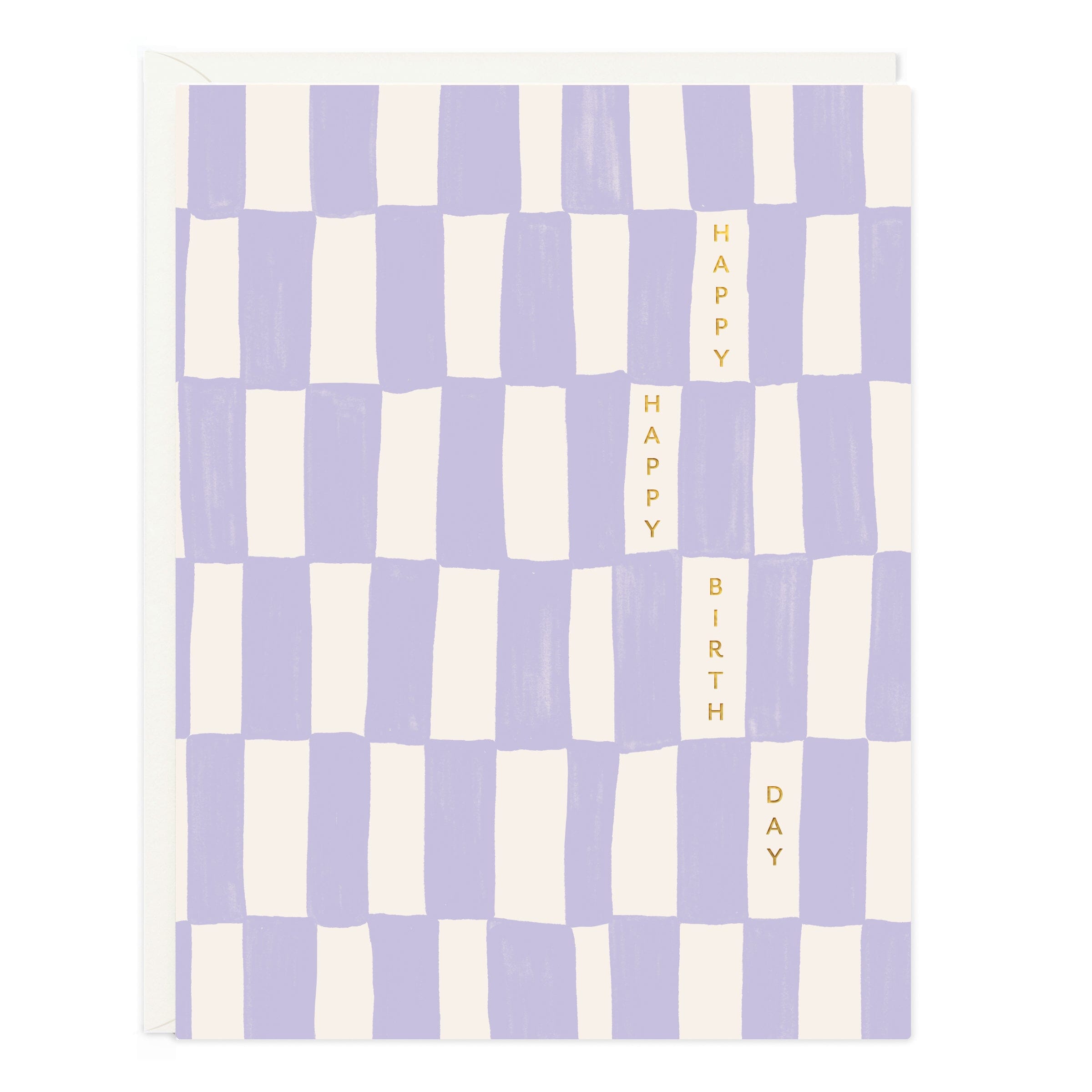 Birthday Lavender Check Greeting Card - Ramona & Ruth 