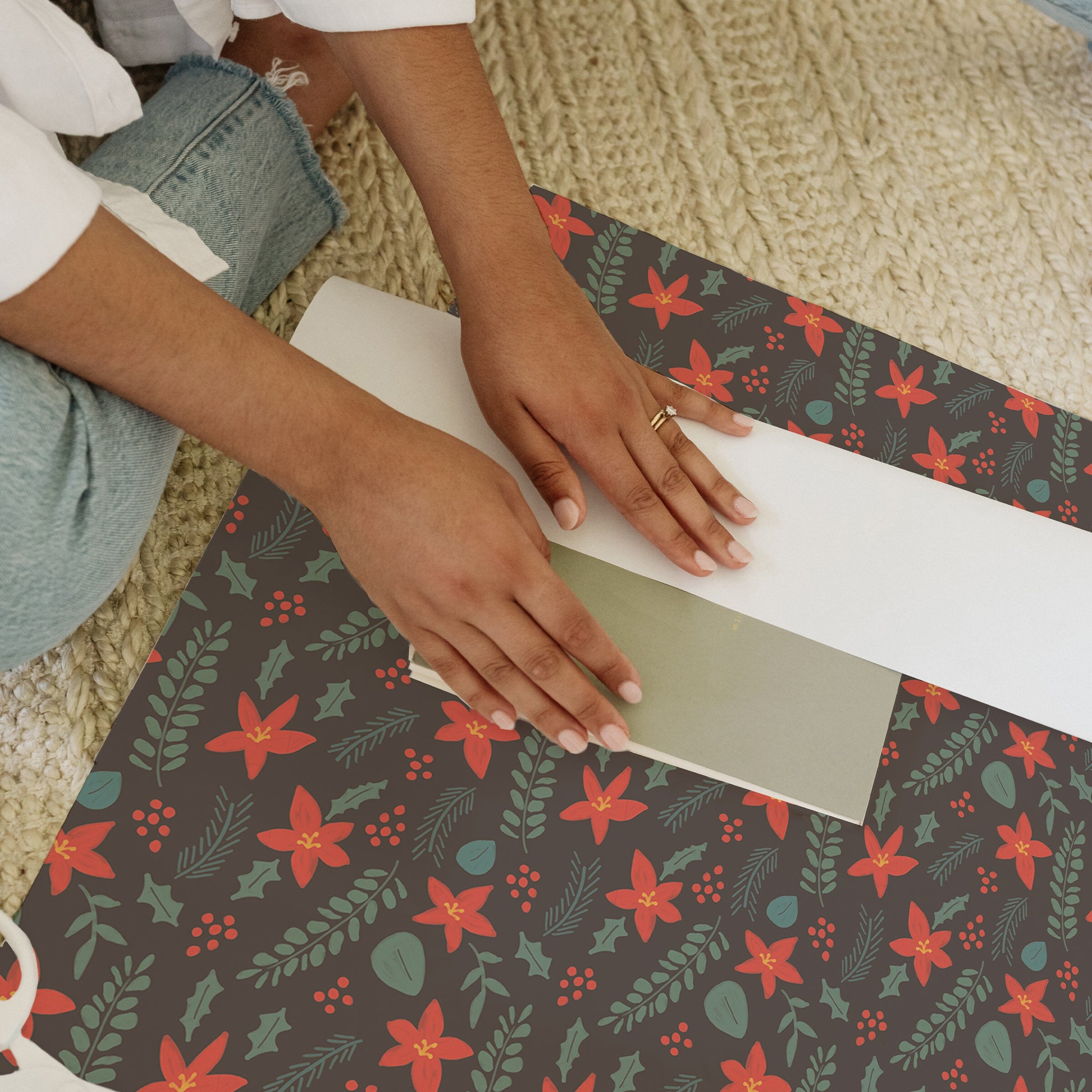 Holiday Poinsettia Gift Wrap - Ramona & Ruth 