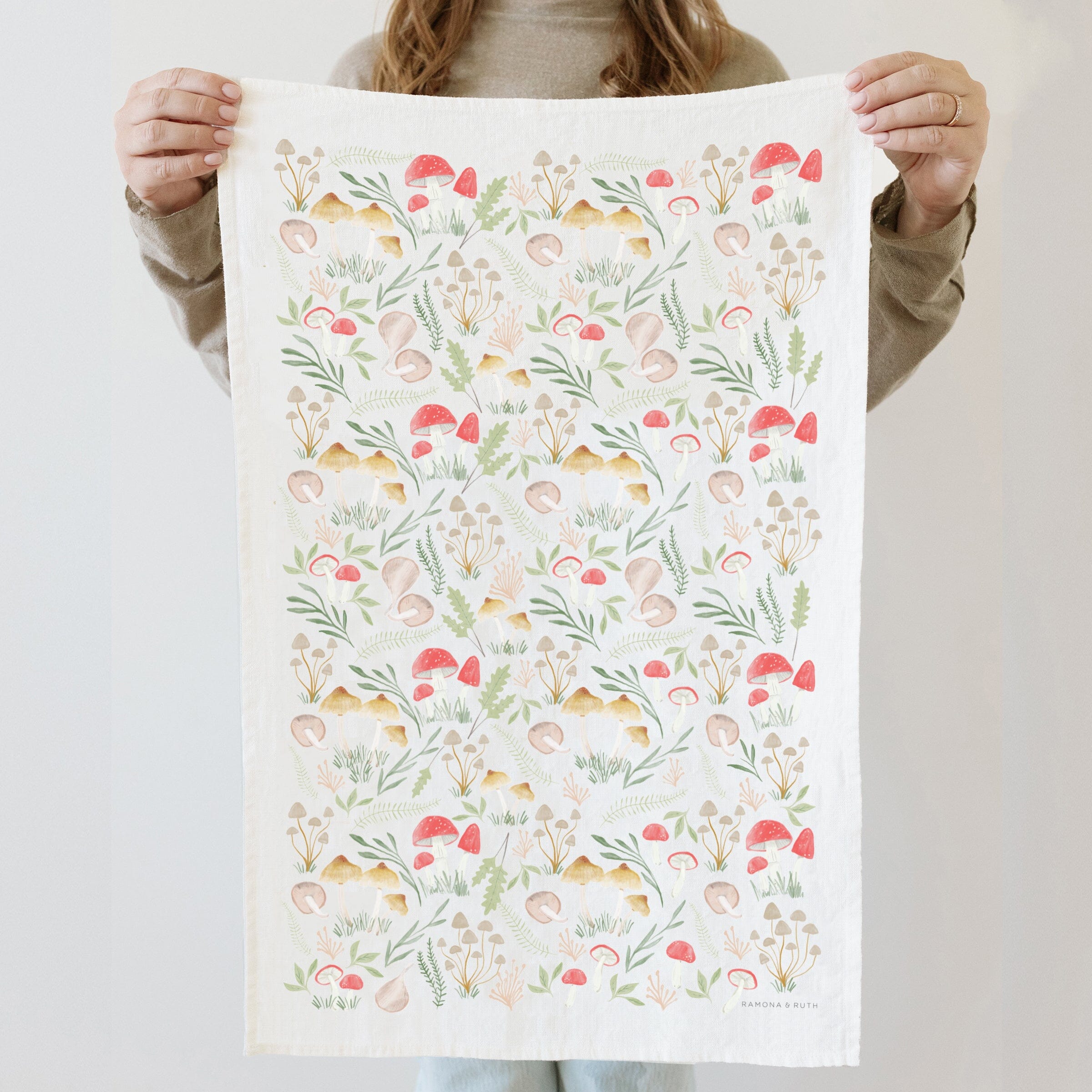 Mushroom Forest Linen Tea Towel - Ramona & Ruth 