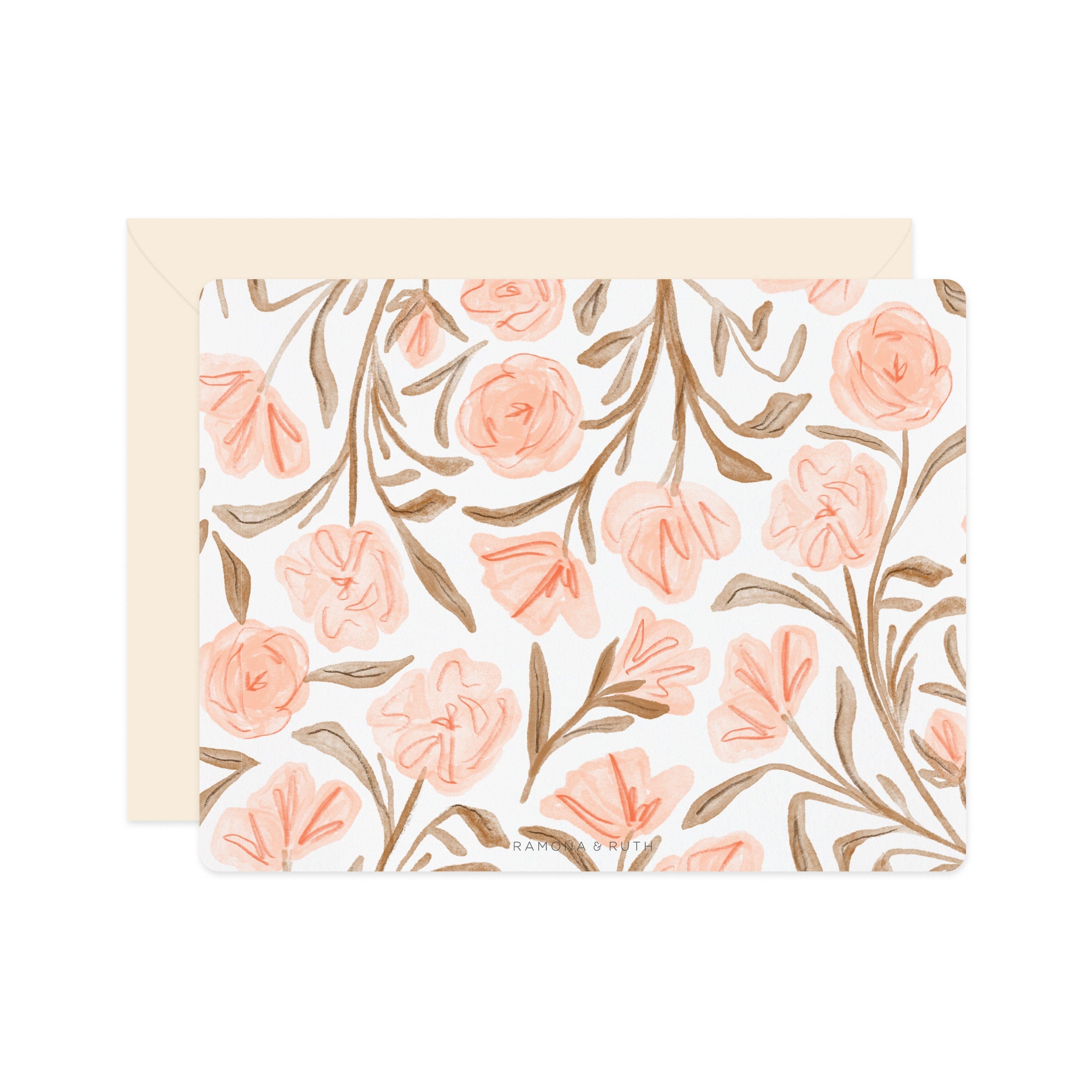 Pink Floral Flat Notes | Boxed Set of 6 - Ramona & Ruth 