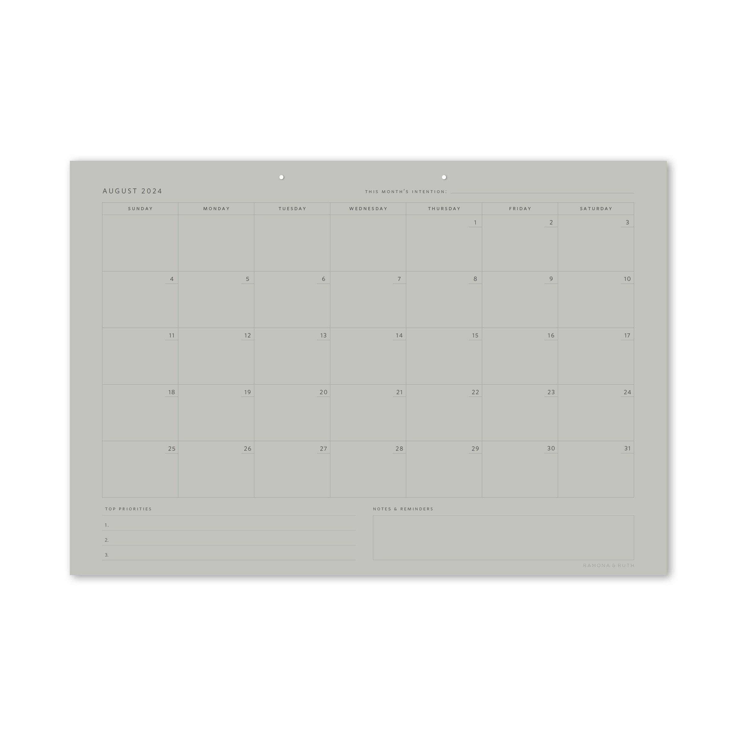 2024 Monthly Overview Calendar - Ramona & Ruth 