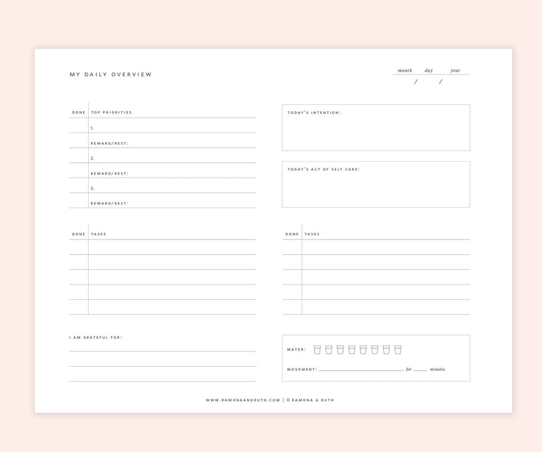 Daily Overview Printable - Click link in description. - Ramona & Ruth