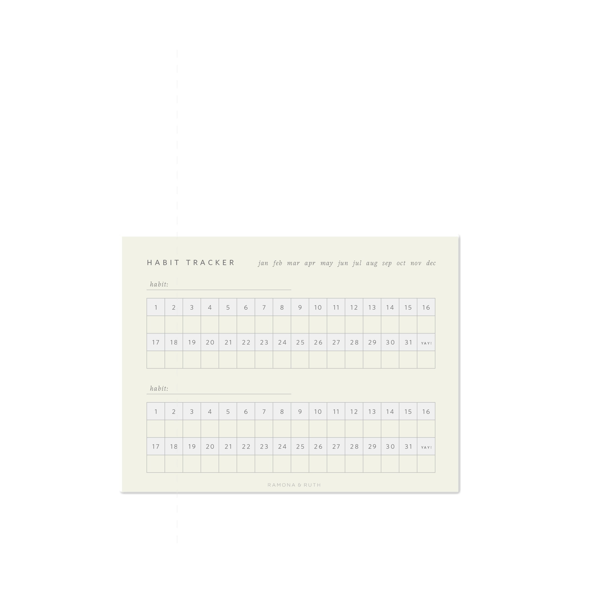 Monthly Habit Tracker Notepad - Ramona & Ruth 