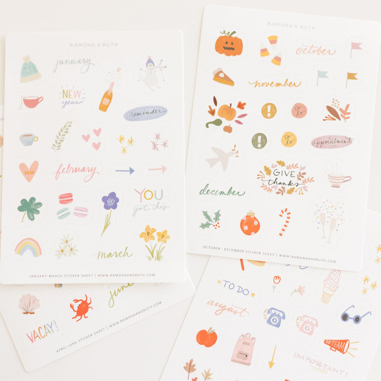 Seasonal Sticker Sheet Bundle - Ramona & Ruth 